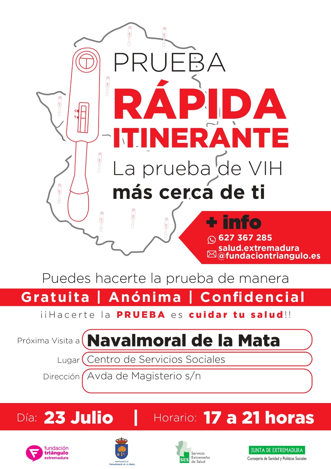 Navalmoral acoge el servicio itinerante de prueba rápida de VIH.